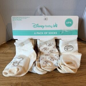 Disney Baby Socks Set Of 6 Winnie The Pooh Neutral 12-24 Months Toddler Infant